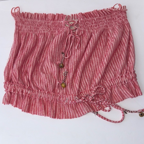 We The Free Tops - We The Free Pink Stripe Smocked Crop Top